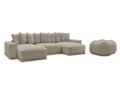 Canapé panoramique fixe VOLTAIRE tissu chiné avec pouf