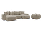 Canapé panoramique fixe VOLTAIRE tissu chiné avec pouf