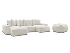 Canapé panoramique fixe VOLTAIRE tissu chiné avec pouf