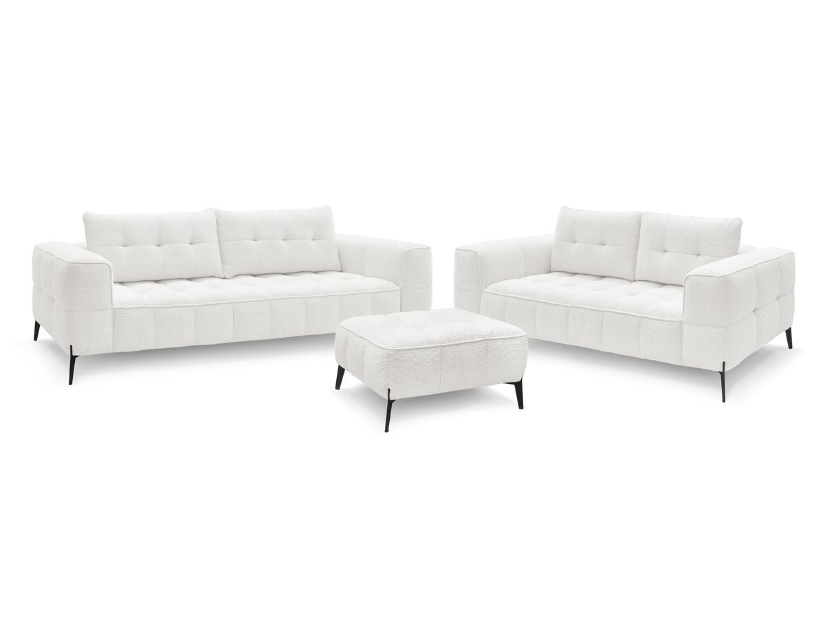 Ensemble canapé droit fixe 3 + 2 places ANIS tissu bouclette avec pouf