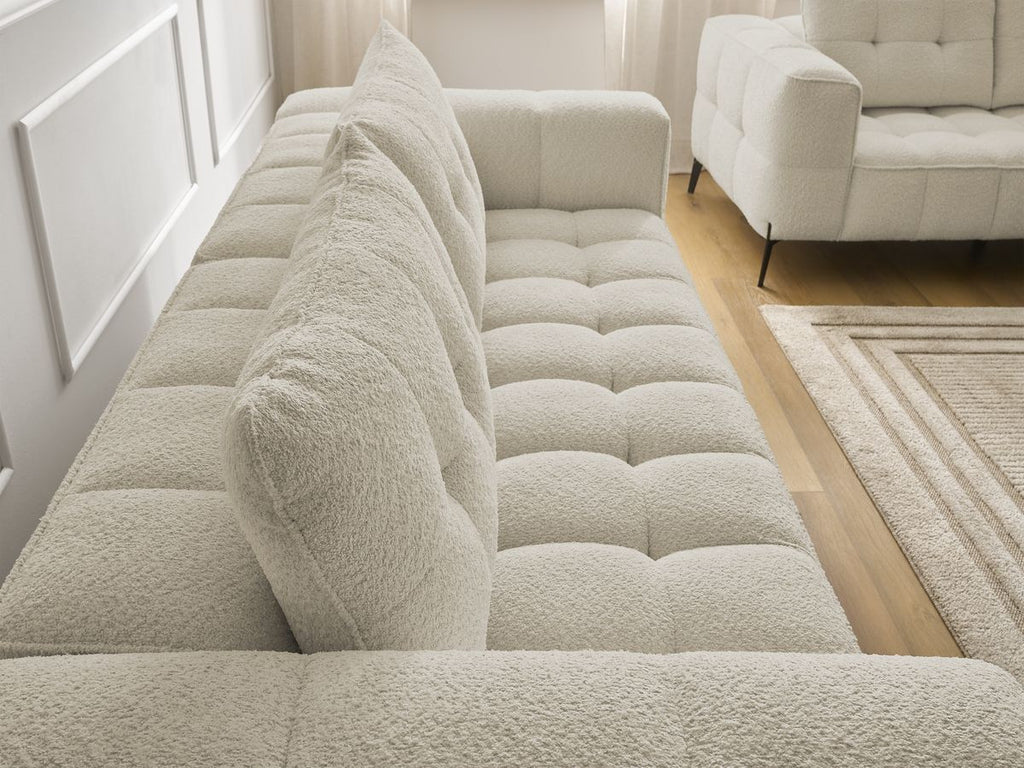 Ensemble canapé droit fixe 3 + 2 places ANIS tissu bouclette avec pouf