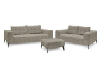 Ensemble canapé droit fixe 3 + 2 places ANIS tissu bouclette avec pouf