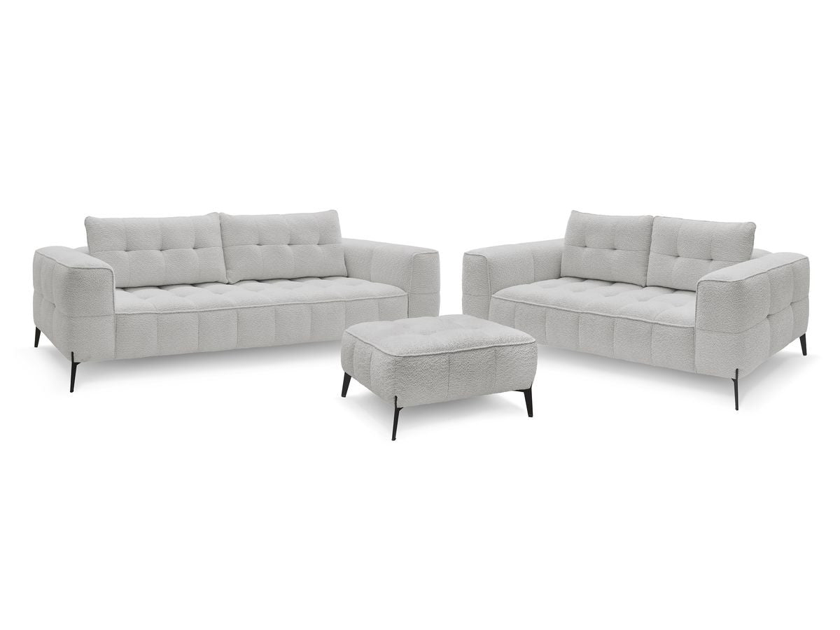 Ensemble canapé droit fixe 3 + 2 places ANIS tissu bouclette avec pouf
