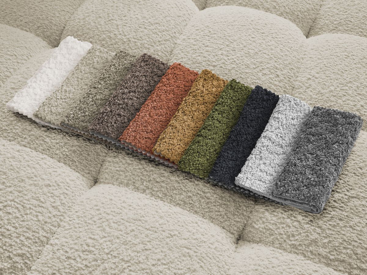 Ensemble canapé droit fixe 3 + 2 places ANIS tissu bouclette avec pouf