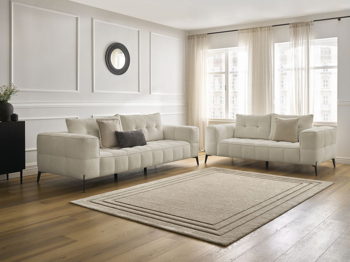Ensemble canapé droit fixe 3 + 2 places ANIS tissu bouclette