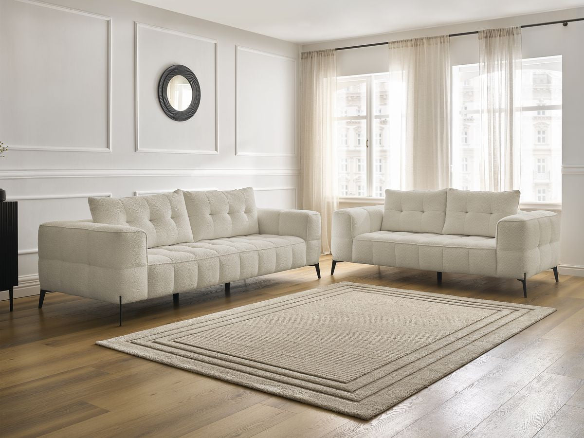 Ensemble canapé droit fixe 3 + 2 places ANIS tissu bouclette