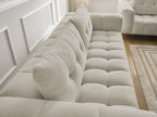 Ensemble canapé droit fixe 3 + 2 places ANIS tissu texturé avec pouf