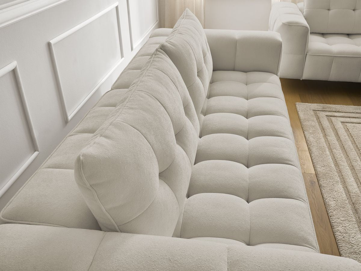 Ensemble canapé droit fixe 3 + 2 places ANIS tissu texturé avec pouf