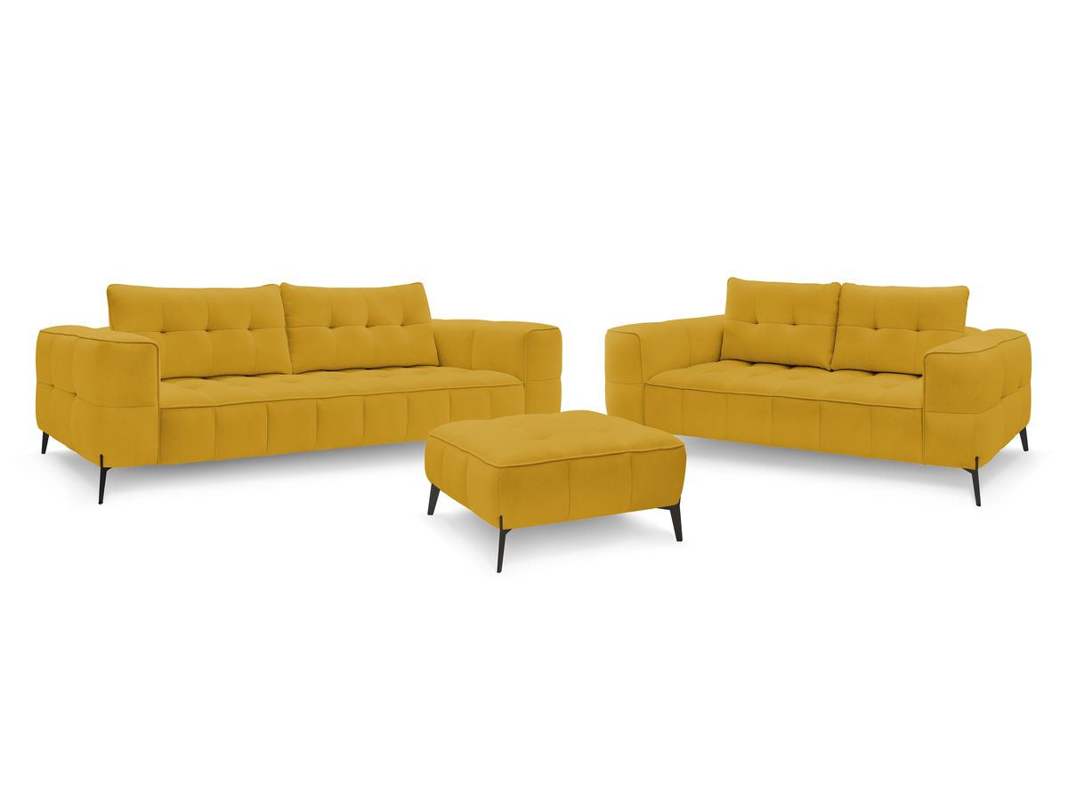 Ensemble canapé droit fixe 3 + 2 places ANIS tissu texturé avec pouf