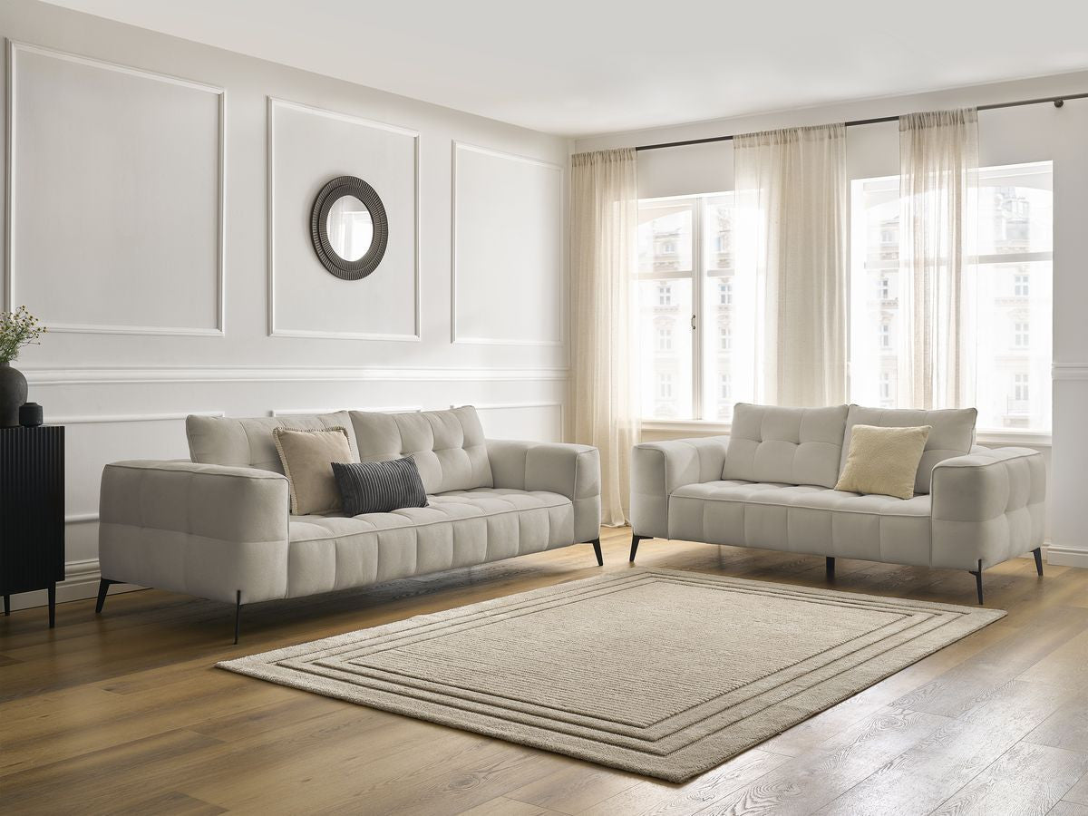 Ensemble canapé droit fixe 3 + 2 places ANIS tissu texturé