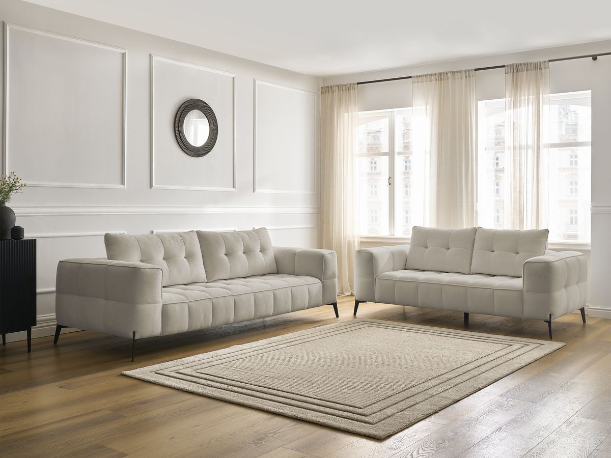 Ensemble canapé droit fixe 3 + 2 places ANIS tissu texturé