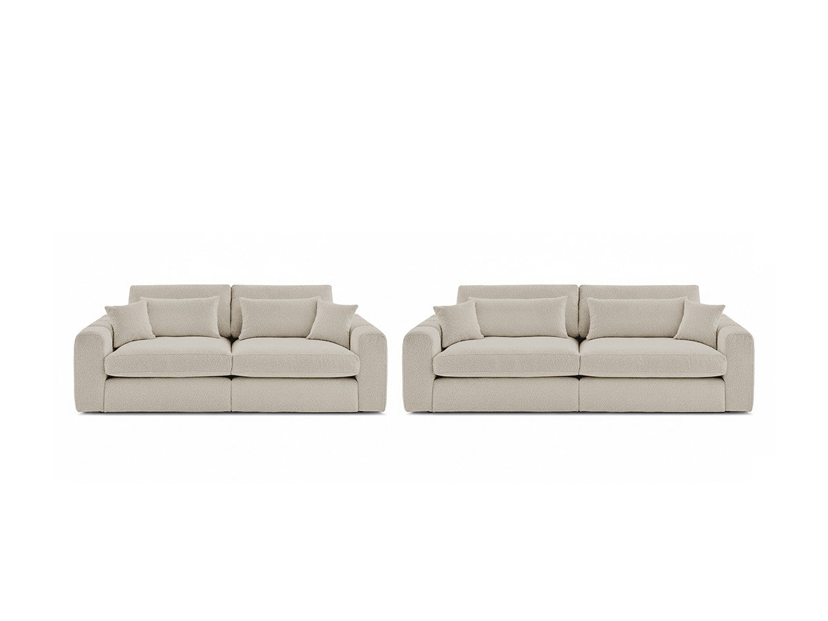 Ensemble canapé droit fixe 3 + 2 places BELMONT tissu bouclette