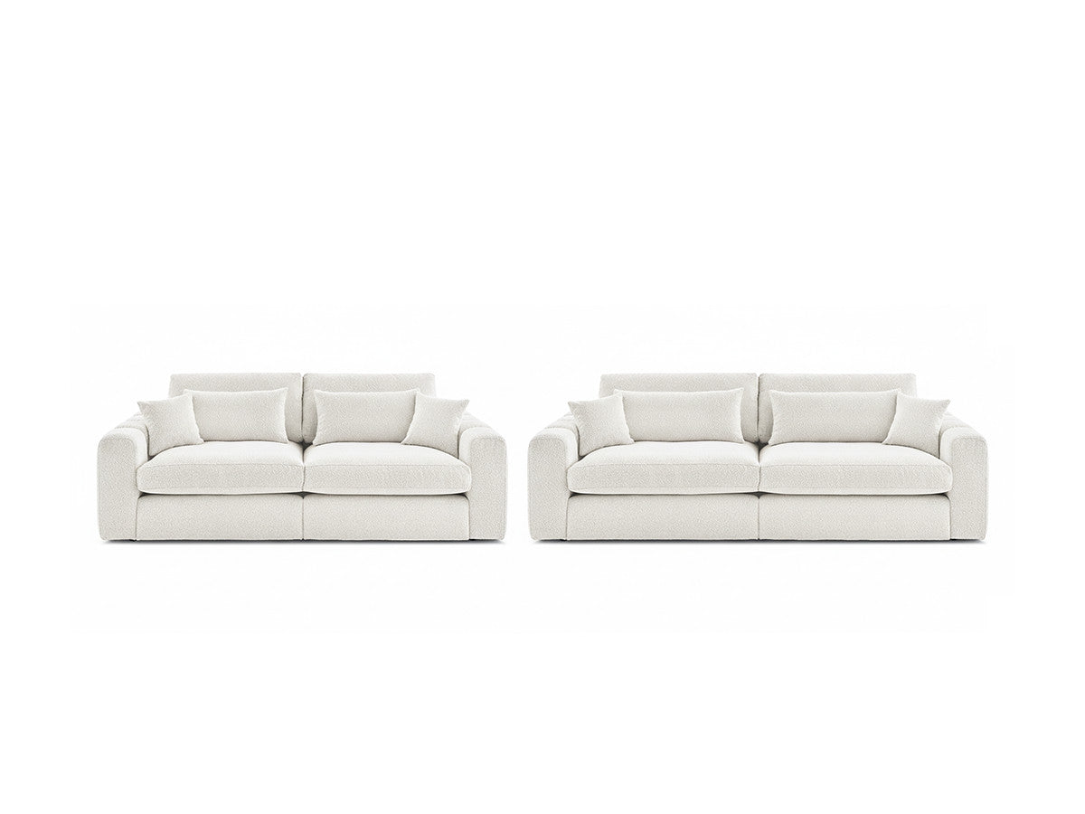 Ensemble canapé droit fixe 3 + 2 places BELMONT tissu bouclette