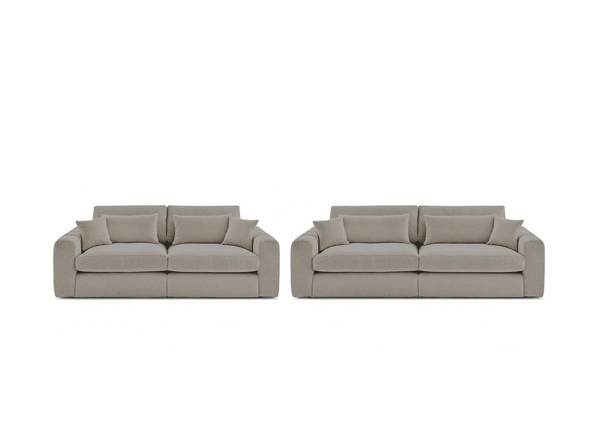 Ensemble canapé droit fixe 3 + 2 places BELMONT tissu bouclette
