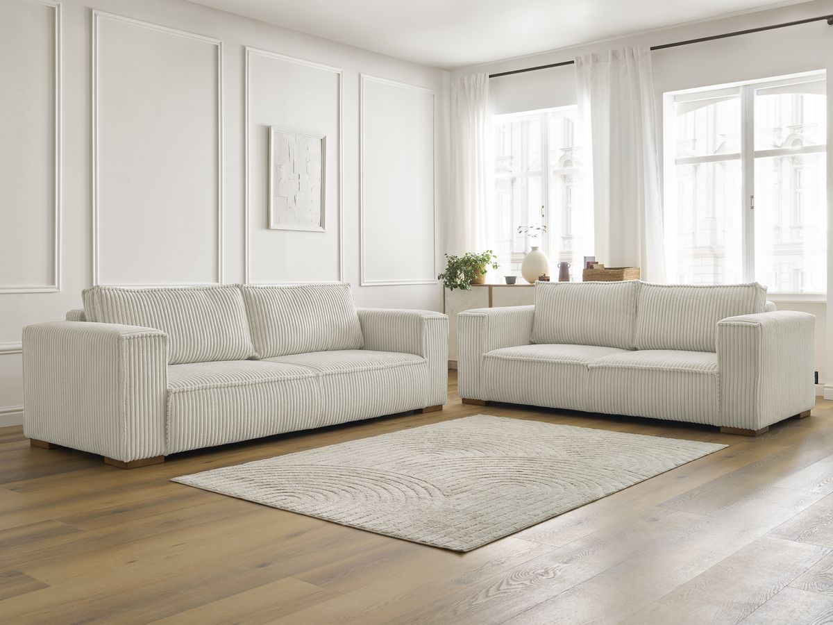 Ensemble canapé droit fixe 3 + 2 places CHELSEA gros côtelé doux