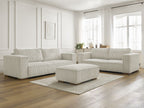 Ensemble canapé droit fixe 3 + 2 places CHELSEA gros velours côtelé avec pouf