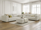 Ensemble canapé droit fixe 3 + 2 places CHELSEA gros velours côtelé avec pouf