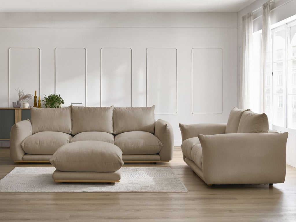 Ensemble canapé droit fixe 3+2 places ERNEST avec pouf