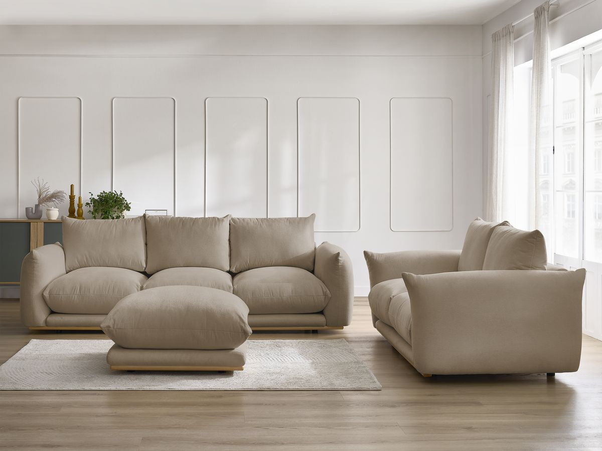 Ensemble canapé droit fixe 3+2 places ERNEST avec pouf