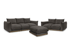 Ensemble canapé droit fixe 3 + 2 places ERNEST tissu velours côtélé avec pouf