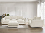 Ensemble canapé droit fixe 3 + 2 places ERNEST tissu velours côtélé avec pouf