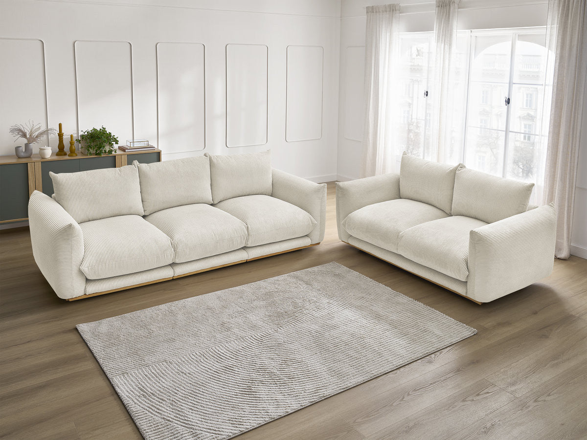 Ensemble canapé droit fixe 3 + 2 places ERNEST tissu velours côtélé
