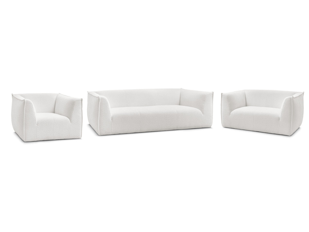 Ensemble canapé droit fixe 3 + 2 places + fauteuil GIORGIA tissu bouclette