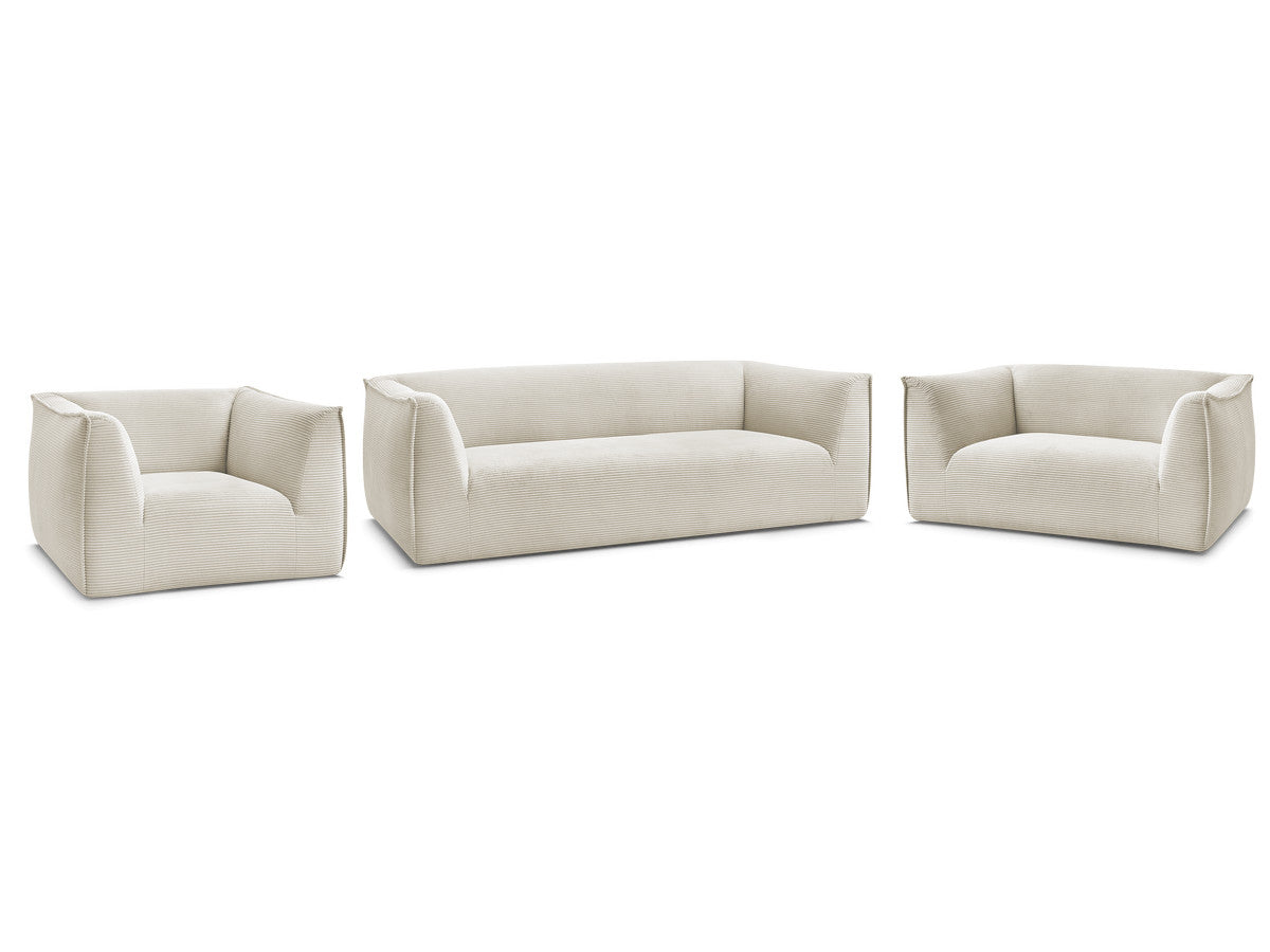 Ensemble canapé droit fixe 3 + 2 places + fauteuil GIORGIA velours côtelé