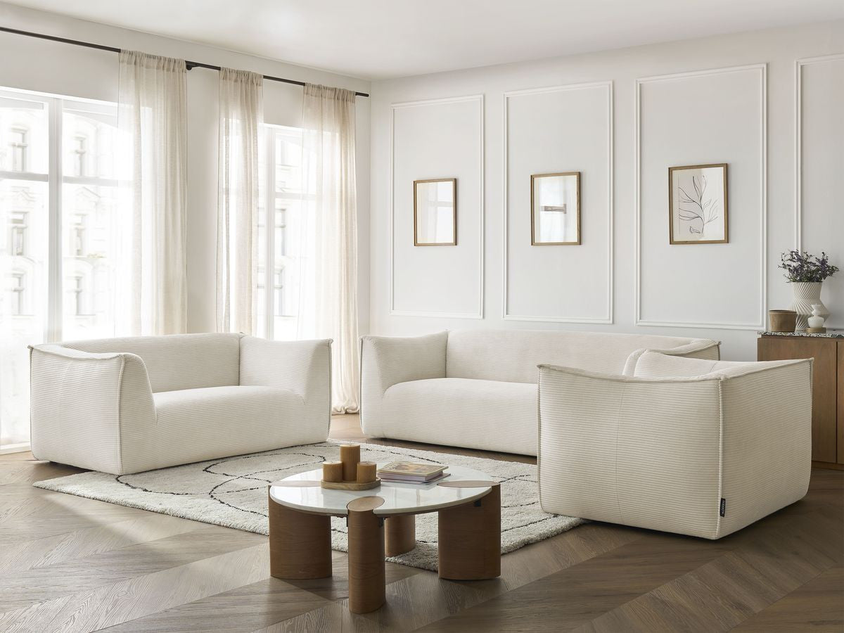Ensemble canapé droit fixe 3 + 2 places + fauteuil GIORGIA velours côtelé