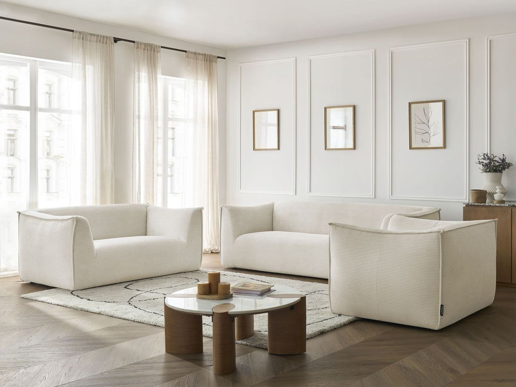 Ensemble canapé droit fixe 3 + 2 places + fauteuil GIORGIA velours côtelé