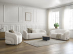 Ensemble canapé droit fixe 3 + 2 places + fauteuil pivotant ELINA tissu bouclette