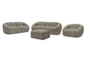 Ensemble canapé droit fixe 3 + 2 places + fauteuil TINA tissu bouclette avec pouf