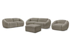 Ensemble canapé droit fixe 3 + 2 places + fauteuil TINA tissu bouclette avec pouf