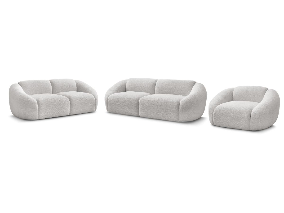 Ensemble canapé droit fixe 3 + 2 places + fauteuil TINA tissu bouclette