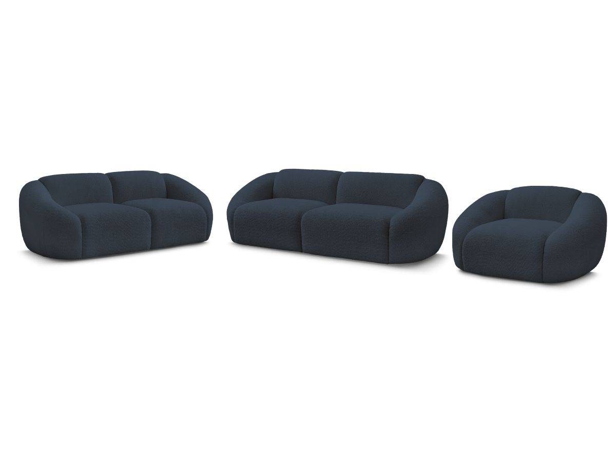 Ensemble canapé droit fixe 3 + 2 places + fauteuil TINA tissu bouclette