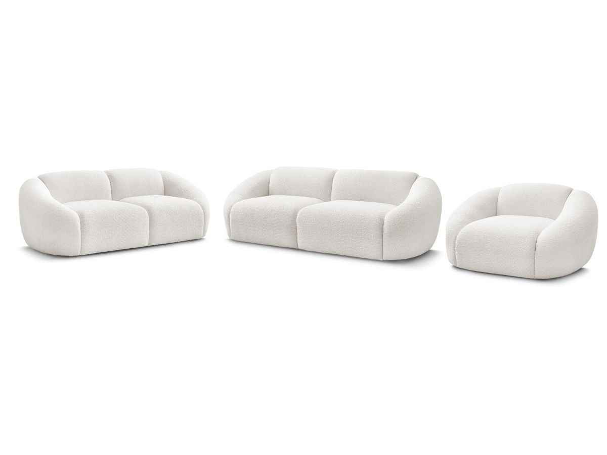 Ensemble canapé droit fixe 3 + 2 places + fauteuil TINA tissu bouclette
