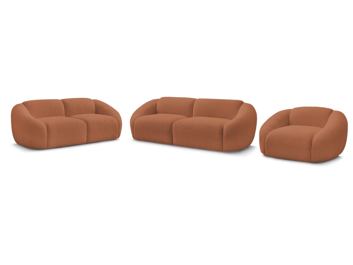 Ensemble canapé droit fixe 3 + 2 places + fauteuil TINA tissu bouclette