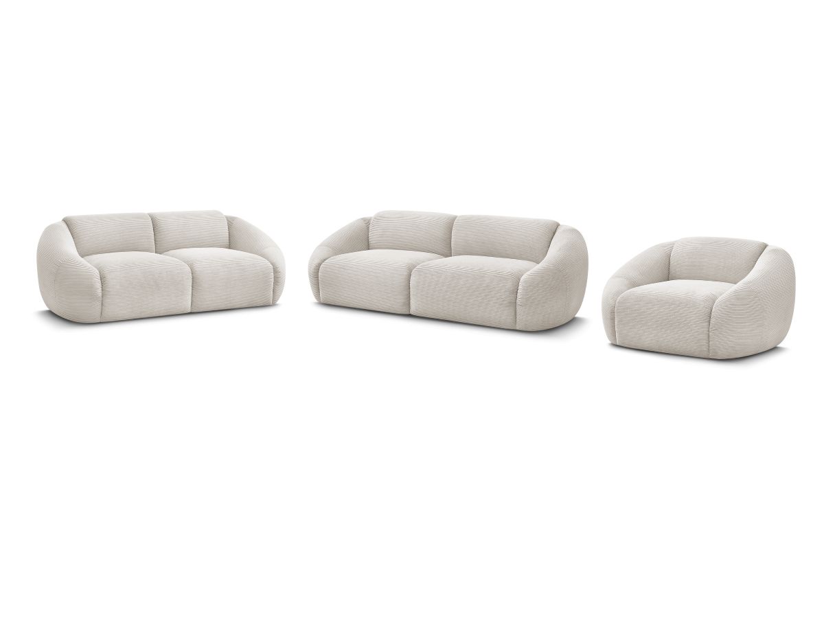 Ensemble canapé droit fixe 3 + 2 places + fauteuil TINA velours côtelé