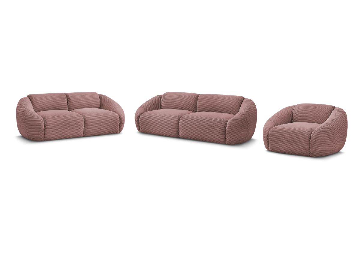 Ensemble canapé droit fixe 3 + 2 places + fauteuil TINA velours côtelé