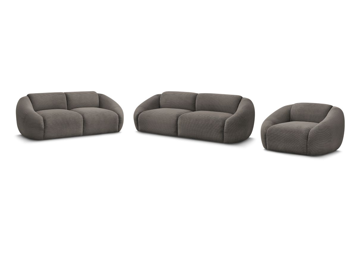Ensemble canapé droit fixe 3 + 2 places + fauteuil TINA velours côtelé