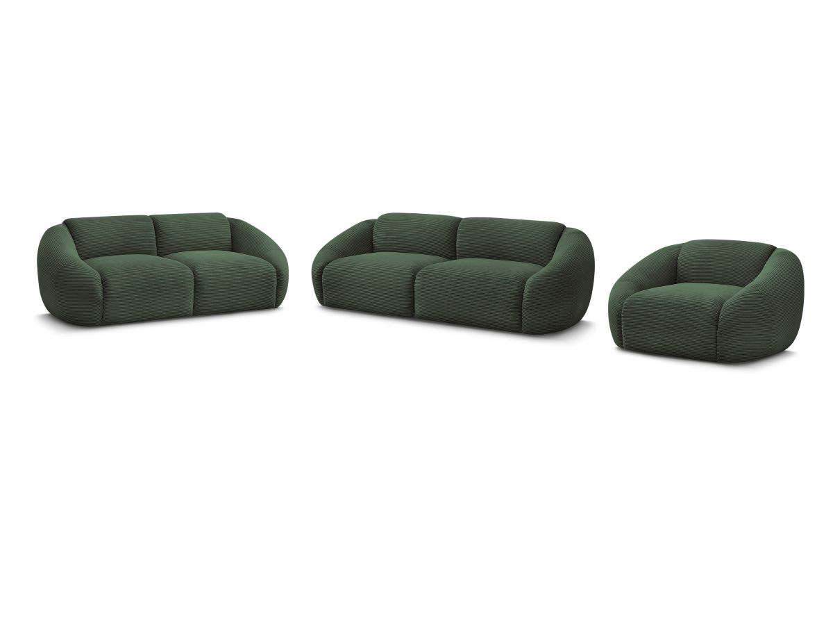 Ensemble canapé droit fixe 3 + 2 places + fauteuil TINA velours côtelé