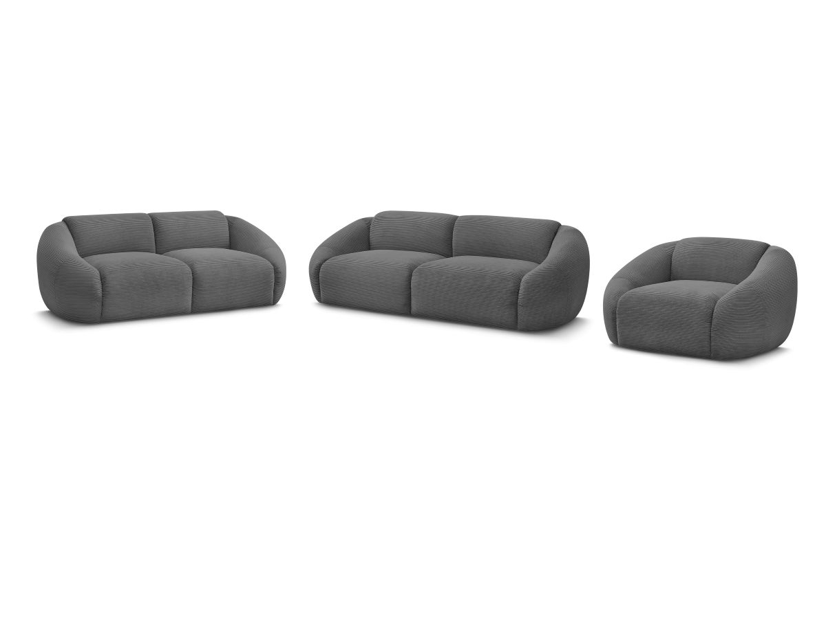 Ensemble canapé droit fixe 3 + 2 places + fauteuil TINA velours côtelé