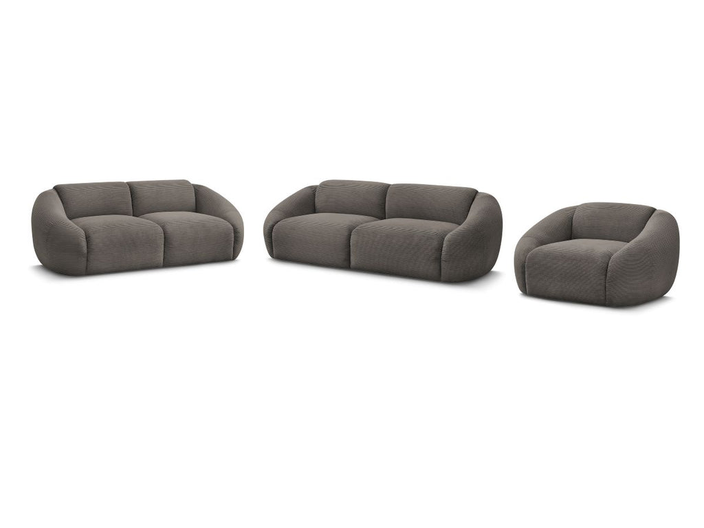 Ensemble canapé droit fixe 3 + 2 places + fauteuil TINA velours côtelé