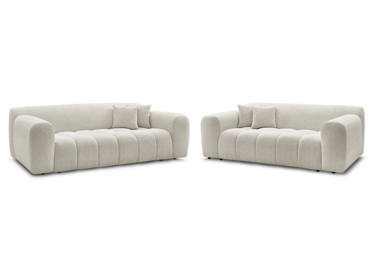 Ensemble canapé droit fixe 3 + 2 places MELISSE tissu chiné
