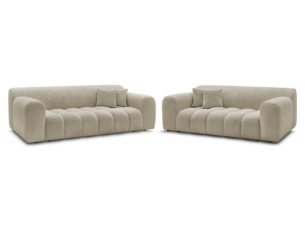 Ensemble canapé droit fixe 3 + 2 places MELISSE tissu texturé