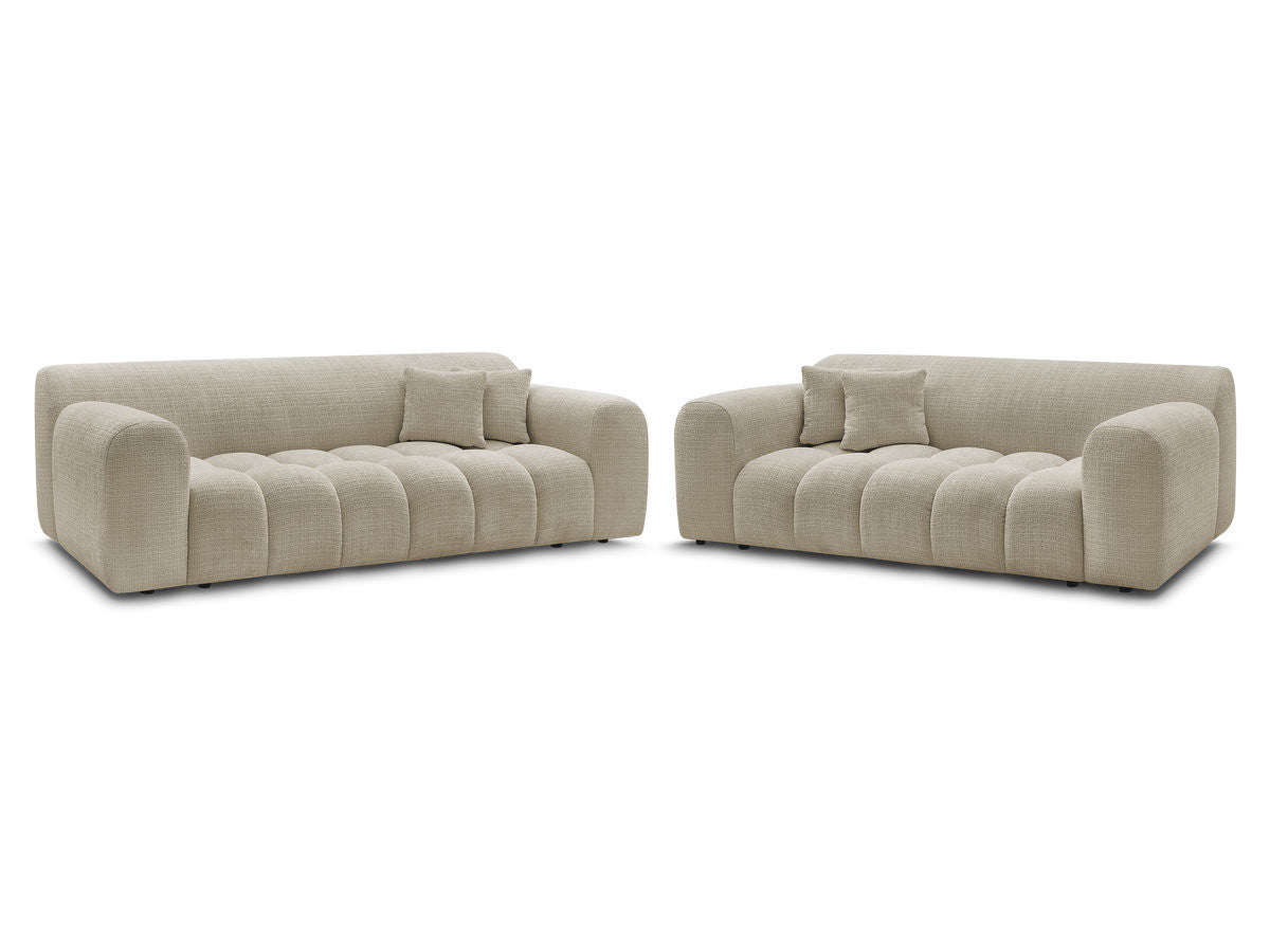 Ensemble canapé droit fixe 3 + 2 places MELISSE tissu texturé