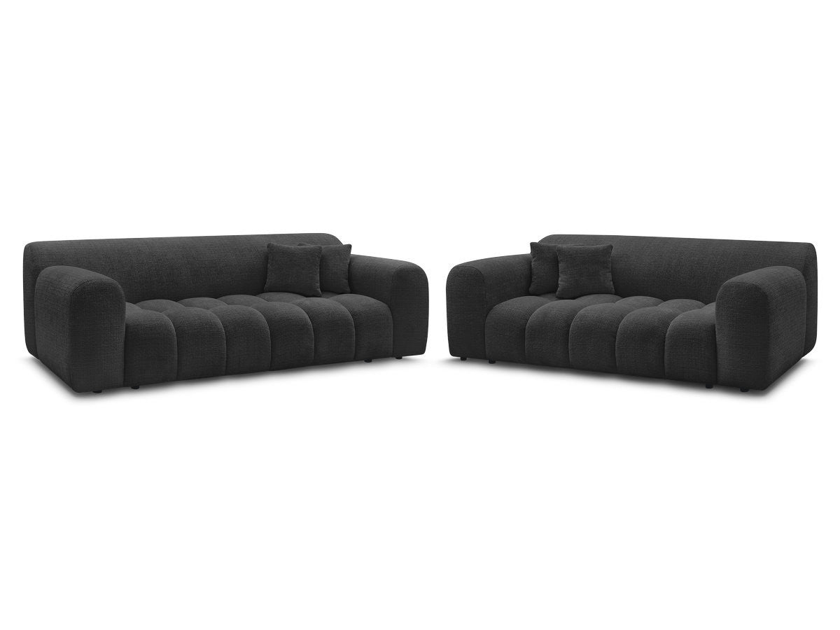 Ensemble canapé droit fixe 3 + 2 places MELISSE tissu texturé