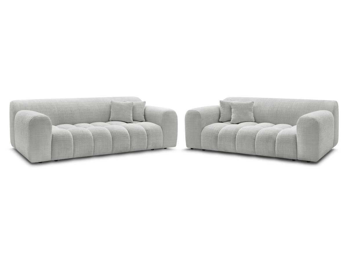 Ensemble canapé droit fixe 3 + 2 places MELISSE tissu texturé
