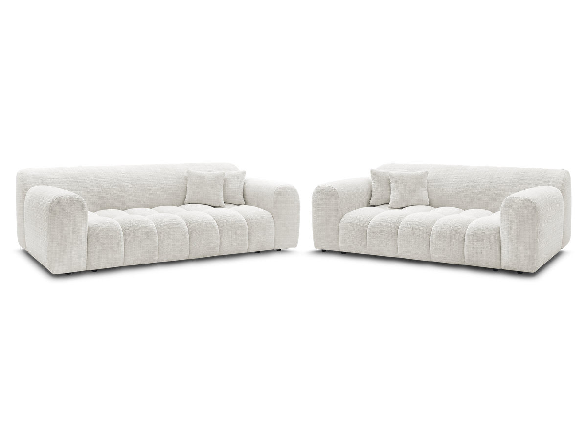 Ensemble canapé droit fixe 3 + 2 places MELISSE tissu texturé