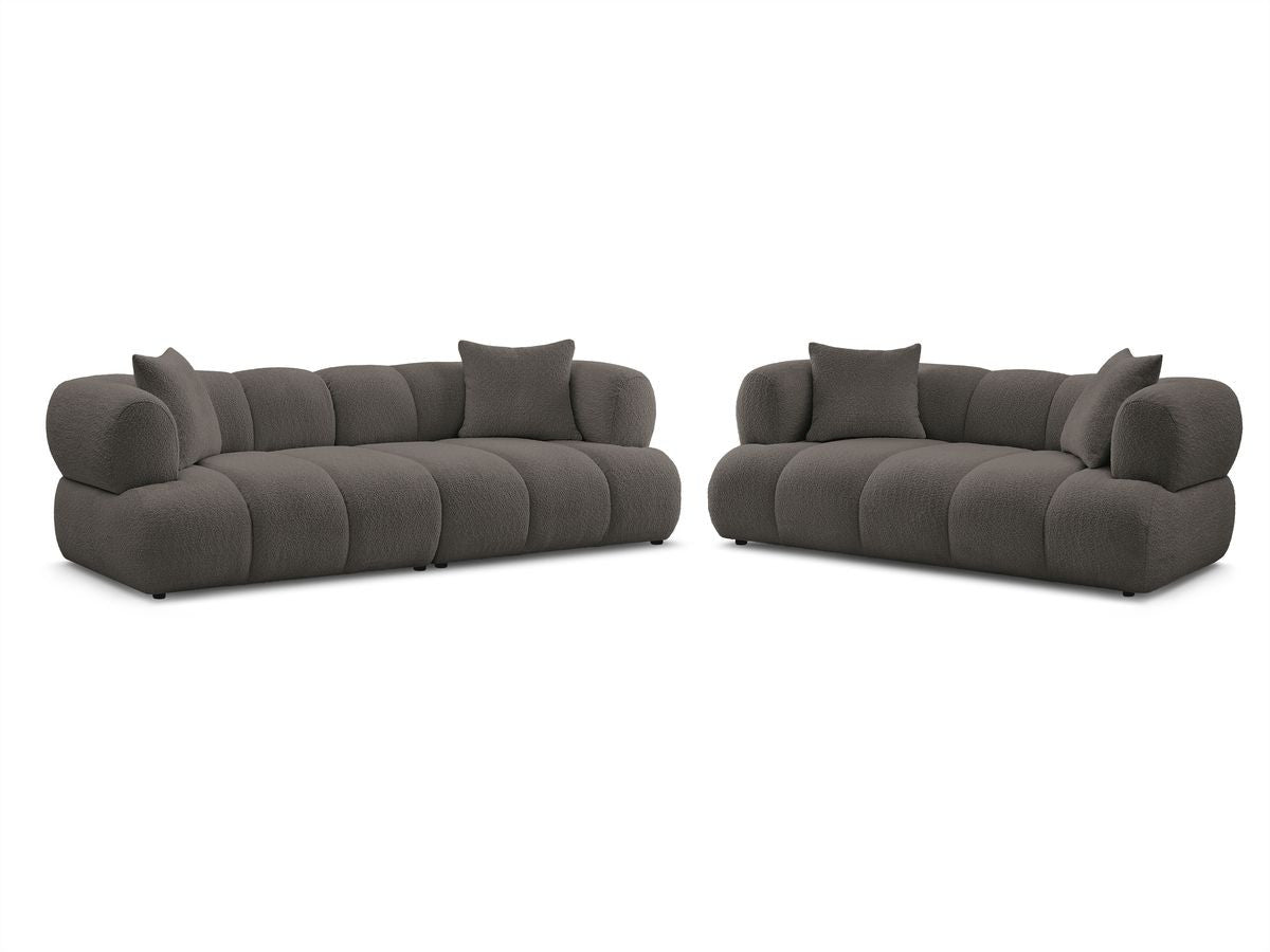 Ensemble canapé droit fixe 3 + 2 places PAMIRA tissu bouclette